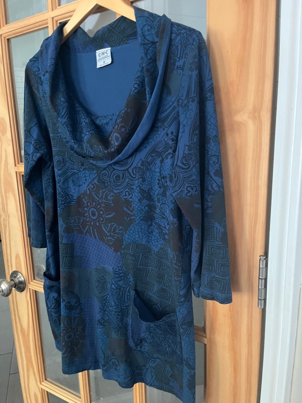 Color Me Cotton CMC Purple Cowl Neck Tunic Dress 100% Cotton Size Medium - Picture 3 of 6